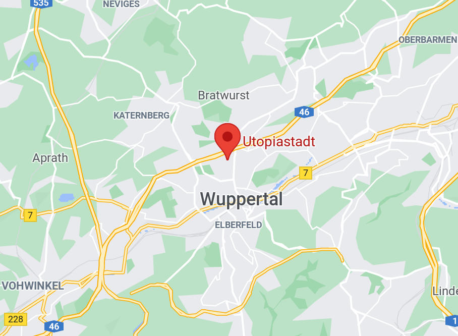 Karte des Ausstellungsortes Utopiastadt in Wuppertal